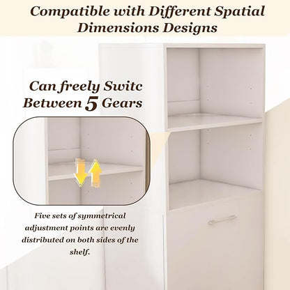 KEIKI Home Office Stretchable Desks with Storage Shelves and Mobile Wheels, Modern Wood Foldable Desk Gaming Computer Corner Table for Apartments Work, Study, Writing, White