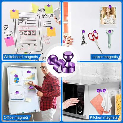 LOVIMAG Fridge Magnets 20Pcs, Magnet for Refrigerator Whiteboard, Purple | Small Strong Neodymium Metal Cute Push Pin for Classroom, Kitchen, Accessories Decorative, Office, Calendar