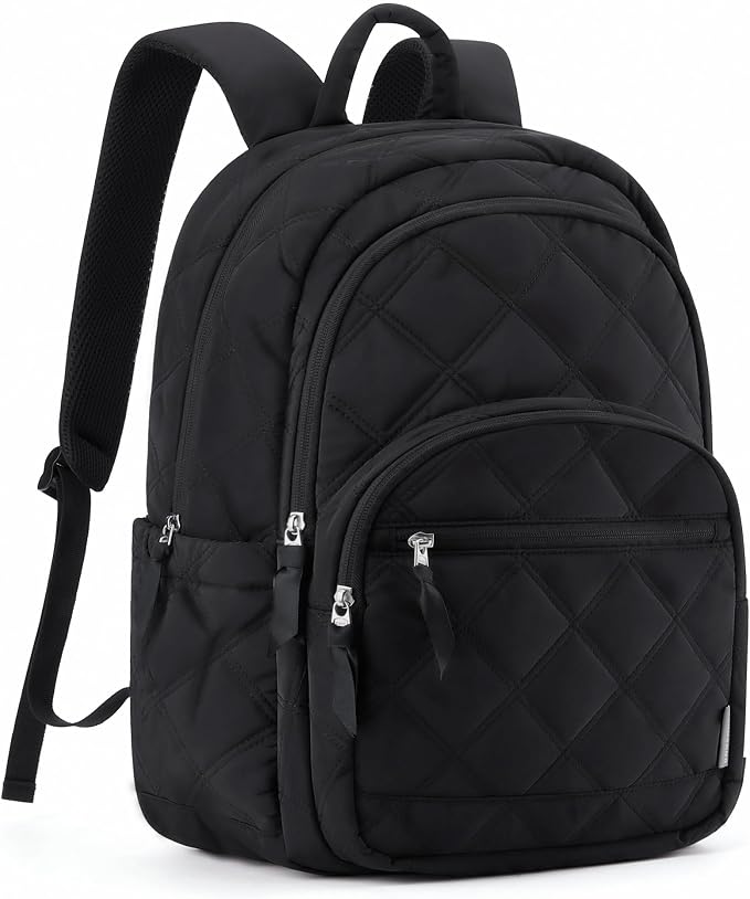 BAGSMART College Laptop Backpack,Cute Travel Backpack for Women,Quilted Computer Bookbag
