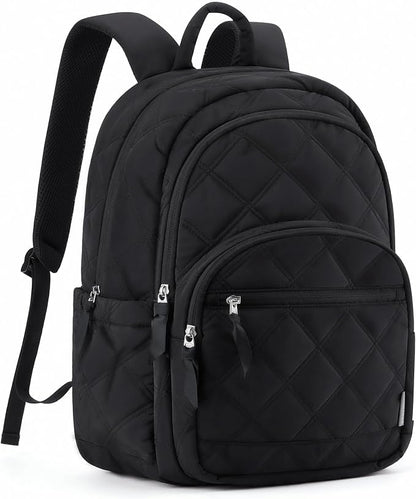 BAGSMART College Laptop Backpack,Cute Travel Backpack for Women,Quilted Computer Bookbag