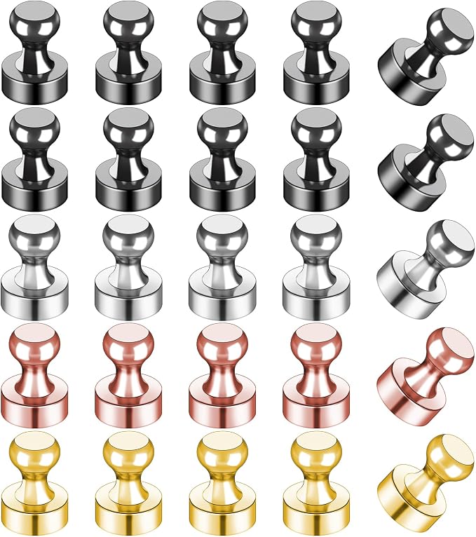 LOVIMAG Fridge Magnets 25Pcs for Refrigerator Whiteboard, Colorful | Small Strong Neodymium Metal Cute Push Pin for Classroom, Kitchen, Accessories Decorative, Office, Calendar