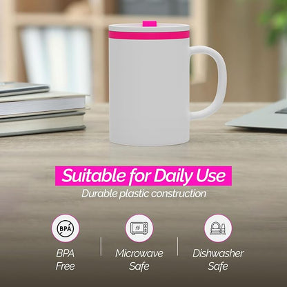 Copco Iconic Desk Mug with Lid & Handle, 16 Oz - Pink, Set of 2 | Double-Wall Insulated Reusable Coffee Mug, Spill-Resistant Slide, Wide Mouth for Hot & Cold Drinks, Office & Travel Cup