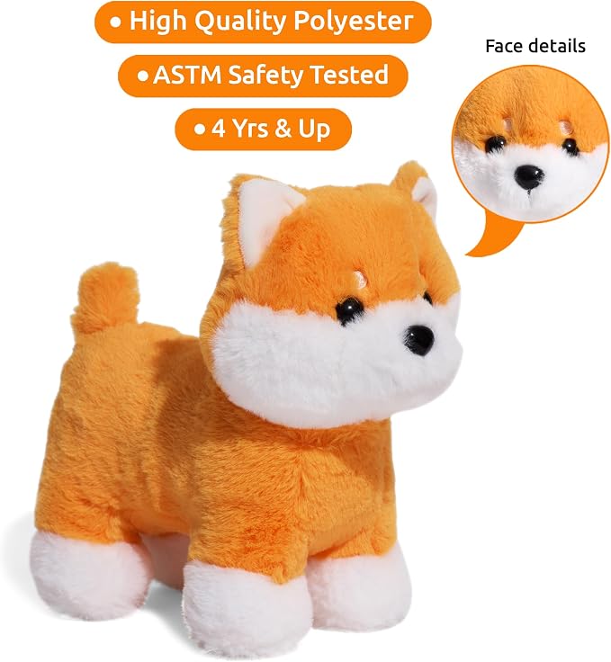 Little Jupiter Pet Plush Set with Purse w/Reversible Sequins & Charm - Stuffed Animal Toy for Kids Ages 4-7 - Stuffed Animal Purse - Stuffed Animals for Girls - (Orange Shiba Inu)