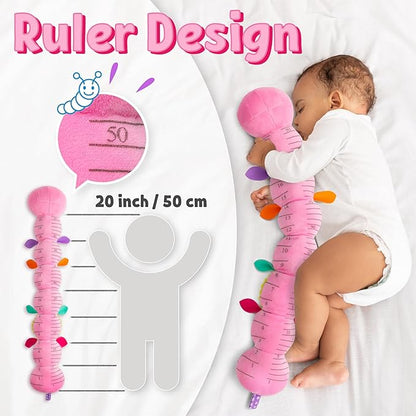 LIGHTDESIRE Baby Toys Musical Caterpillar,Infant Stuffed Animal Toy with Crinkle and Rattles,Soft Sensory Toys with Textures for Tummy Time Newborn Boys Girls 0 3 6 12 Months(Pink)