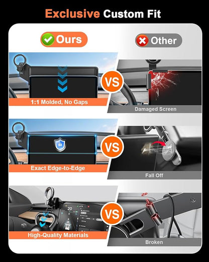 Magnetic Car Mount for Tesla Model Y 2020 2021 2022 2023 2024 & Model 3 2017 2018 2019 2020-2023: 360° Adjustable Car Touch Screen Phone Holder Made for Model 3/Y, for Magsafe iPhone Accessories