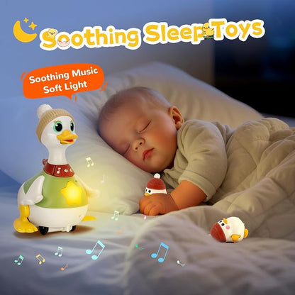 KETIEE Baby Toys 6-12 Months Musical Dancing Duck Set | Tummy Time Crawling Toy with Lights and Sounds, 3 Interactive Ducks for Sensory Development, Gift for 1-3 Year Old Boy Girl