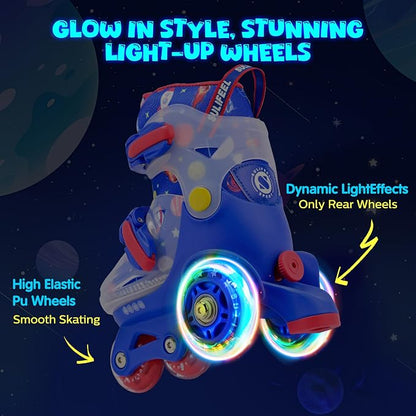 SULIFEEL Adjustable Roller Skates for Girls Boys Kids,Fun Illuminating Light Up Flash Wheels Three-Point Type Balance Suitable for Beginners Indoor Roller Skating