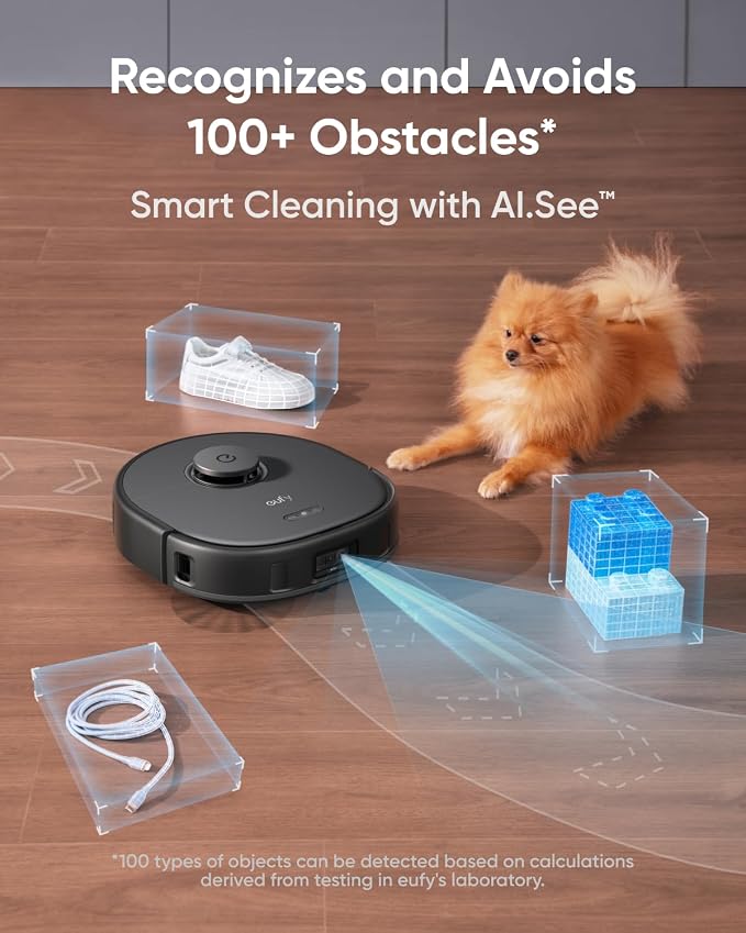 eufy X10 Pro Omni Robot Vacuum and Mop Combo,Dual Mops with 12 mm Auto-Lift | 8,000 Pa Suction, Carpet Detection, AI Obstacle Avoidance, Auto Mop Washing, Auto Drying, Self-Emptying