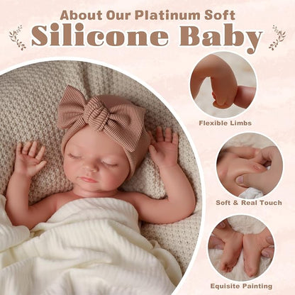 BABESIDE 16 Inch Silicone Baby Doll Weighted 4 Pounds,[NOT Vinyl] Realistic Baby Doll Girl Lifelike Reborn Baby Dolls Silicone Full Body Gift with Accessories for Kids 3+ & Collectors