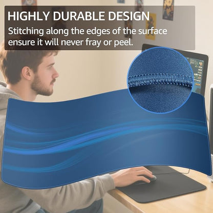 KTRIO Large Gaming Mouse Pad, Desk Mat, 31.5 x 15.7 in, Navy Blue, XXL | Smooth Micro-Weave Surface, Artistic Pattern Design, Non-Slip Rubber Base, Durable Stitched Edges, Office & Home Use