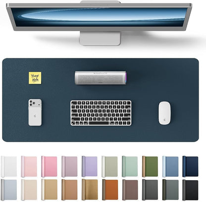 YSAGi Leather Desk Protector, Office Mat, Large Mouse Mat, Non-Slip PU Leather Blotter, Laptop Desk Mat, Waterproof Writing Pad for Office and Home (Dark Blue, 23.6" x 13.8")