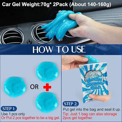 Fitosy Car Interior Duster Detail Brush Cleaning Gel Kit, Dust Remover | Slime Putty Cleaner Soft Detailing Brushes Car Accessories Essentials Supplies Tools for Men Women, Auto Truck SUV RV