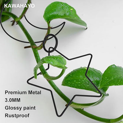 20 Pcs Chain Trellis for Climbing Plants, Plant Trellis Indoor and Outdoor, Garden Wall Trellis, Vine Support Plant Accessories for Monstera, Pothos, Ivy, Climbing Plants (Black Moon and Star)