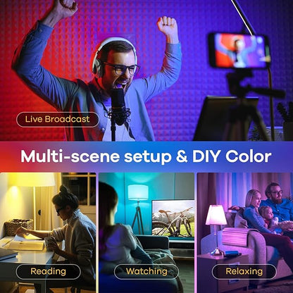 Linkind Matter Smart Light Bulb, WiFi Smart Bulbs, Work with Apple Home, Siri, Alexa, Google, SmartThings, AiDot, RGBTW Color Changing Bulbs Mood Lighting, Music Sync, A19 E26 60W, 2.4Ghz WiFi 6 Pack