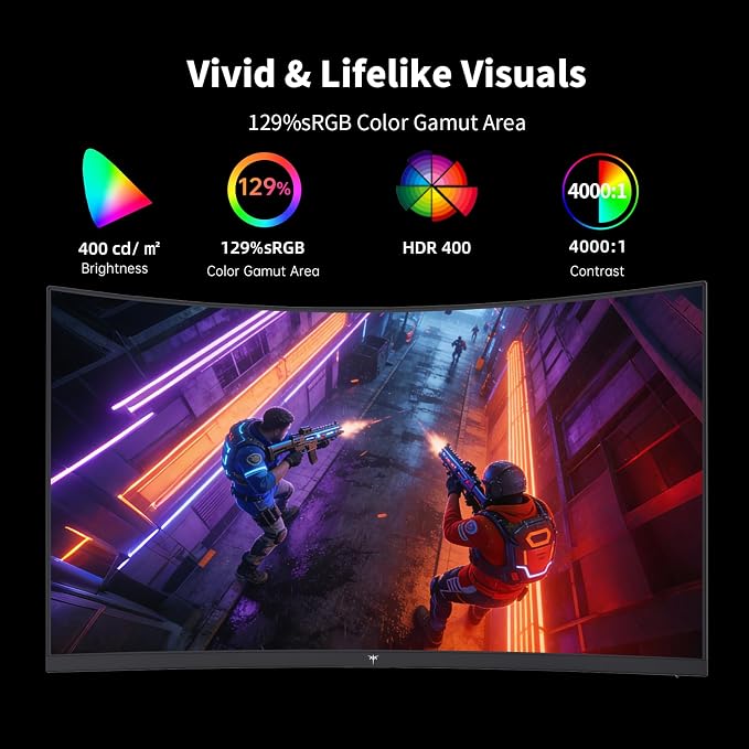 KTC H27S5C 27 Inch Curved Gaming Monitor, 1440P QHD 144Hz Monitor, HDR 400 | 2560x1440 120Hz Curve Monitors, 1500R HVA Panel, Adaptive Sync, 400nits, 129%sRGB, HDMI DP, Eye Care VESA 100x100 Mount