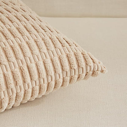 Fancy Homi 4 Packs Decorative Throw Pillow Covers for Living Room Couch Bed, Modern Farmhouse Boho Home Décor Accent Cushion Case, 24" x 24", Neutral