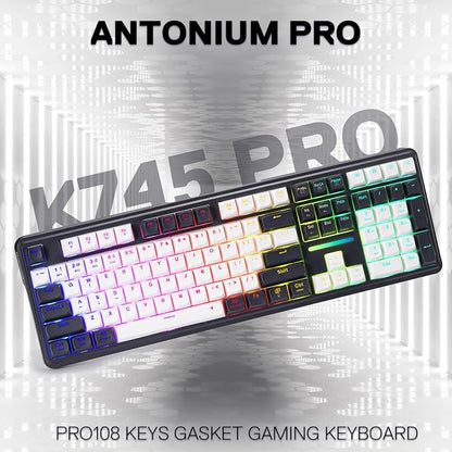 Redragon K745 PRO Wireless 108-Key Gasket RGB Gaming Keyboard, 4 Hotkeys | Extra Shortcut Keys, 0-Delay Tri-Mode, Cushioned Noise Dampening for Creamy Thocky Sound, Unfaded PBT Keycaps, PRO Software
