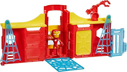 Spidey and his Amazing Friends Stark Tower Playset, Includes 4-Inch Iron Man Action Figure, Marvel Super Hero Toys for Kids 3 and Up