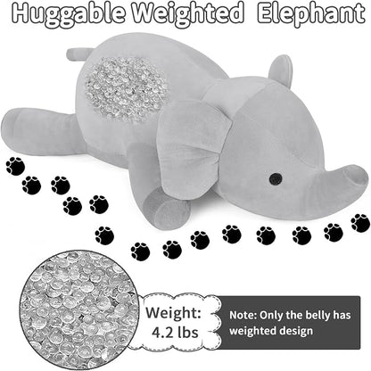 Elephant Weighted Stuffed Animals 24in 4.2lbs, Big Weighted Stuffed Animal Elephant Plush Toys Plushies Pillows Gifts for Kids, Adutls, Boys and Girls