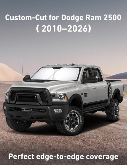 EcoNour Windshield Sunshade Compatible for Dodge Ram 2500 3500 2010-2024 2025 2026, Sun Visor for Front Windshield & Window Sun Shade Cover, UV Heat Blocker & Protector, Car Accessories
