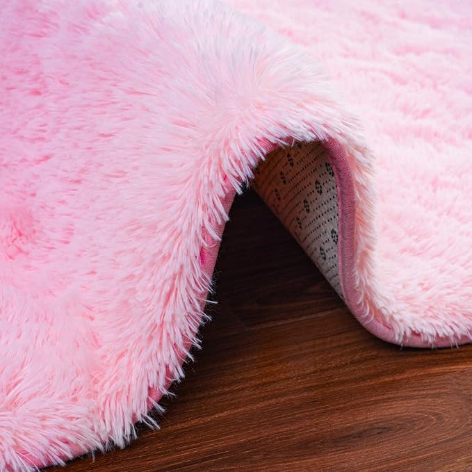 Softlife Ultra Soft Fluffy Area Rugs for Bedroom, Girls and Boys Room Kids Room Nursery Rug, 3 x 5 Feet Shaggy Fur Indoor Plush Modern Floor Carpet for Living Room Christmas Decor, Pink