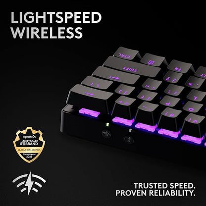 Logitech G PRO X 60% Wireless Gaming Keyboard (Linear Optical) - Black | Ultra Compact TKL 60%, Windows PC, LIGHTSYNC RGB, Dual-Shot PBT Keycaps, GX Optical Linear Switches
