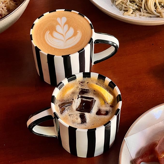 8 Oz Ceramic Coffee Mug Espresso Cups with Saucer Mug And Saucer Set Cup And Saucer Coffee Cups with Saucers Coffee Cups And Saucers,Black
