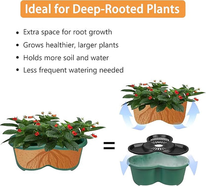 VECELO 5 Tier Vertical Garden Planter, Self Watering Stackable Planters with Wheels for Strawberries, Herbs, Flowers, Vegetables, Dark Green