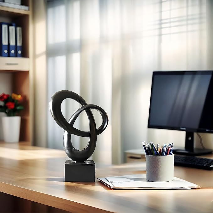 Dosker Abstract Sculpture Knot Decor Mobius Stripe Statue (Black) | Modern Sculpture for Home Decor, Coffee Table Decor for Living Room, Office