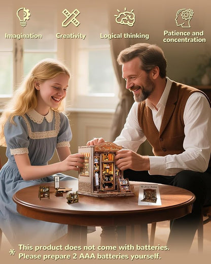 CUTEBEE Book Nook Kit - DIY Miniature House Dollhouse Kit for Adults and Teens, Booknook Tiny House Bookshelf 3D Wooden Puzzle, Gifts for Family (Drama Bookshop)