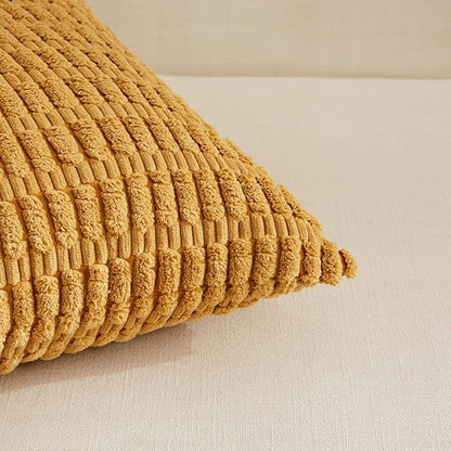 Fancy Homi 4 Packs Decorative Throw Pillow Covers for Living Room Couch Bed, Modern Farmhouse Boho Home Décor Accent Cushion Case, 24" x 16", Mustard Yellow