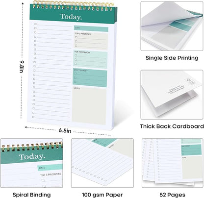 Taja To Do List Notepad, Undated Daily Planner for Work and Goal Setting | Greenery Sway, 52 Sheets, 9.8" x 6.5" , for Office, Home and school, Daily Task Planning, Notes and Everyday Organization