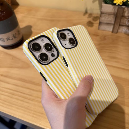 for iPhone 13 Pro Max Case Striped Cute Aesthetics Phone Case Trendy Protective Shockproof Cover for iPhone 13 Pro Max Yellow White