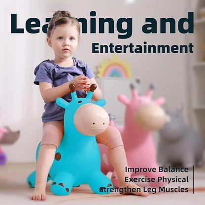 Giraffe Bouncy Animal Hopper for Toddlers, Inflatable Bouncing Hopper Toys, Outdoor Indoor Ride on Horse Bouncer Hopping Toys, Birthday Gifts for Boys Girls 18 Months 2 3 4 5 6 Years Old
