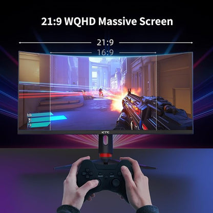 KTC 34 Inch Curved Ultrawide Gaming Monitor, 21:9, 3440x1440p 180Hz 1ms, 1500R Curved Monitor, Freesync G-sync, Picture by Picture,PIP, Height/Tilt/Swivel/Pivot, H34S18S