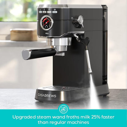 CASABREWS 5418 PRO Espresso Machine, Coffee Maker with Fast Heating System | Brew Ready in 5 seconds, Brews 2+ milk drinks in a row, 20-Bar Pump, Built-in Pressure Gauge, Pro Steam Wand for Lattes