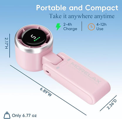 Morelax Personal Handheld Fan,High-Speed Turbo Fans,5-Speed with LED Display,Powerful Motor,4000mAh,USB Rechargeable Portable Cooling Fan for Outdoor Activities,Travel,Working,Pink