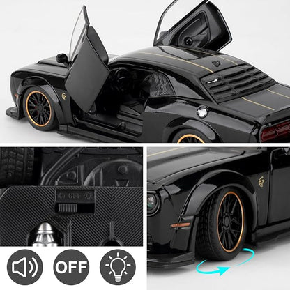 WAKAKAC Compatible for Hellcat Toy Cars, Pull Back Die-cast Vehicles, Collectible Cars with Sounds＆Lights for Kids Boys Girls and Adults, Gift Black