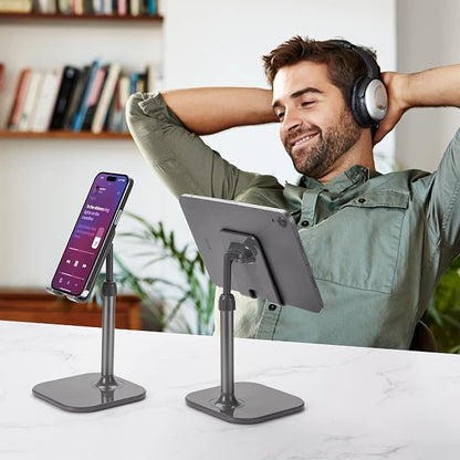 Doboli Cell Phone Stand, Phone Stand for Desk, Phone Holder Stand Compatible with iPhone and All Mobile Phones Tablet, Gifts for Adults Women Men Mom Wife, Space Gray
