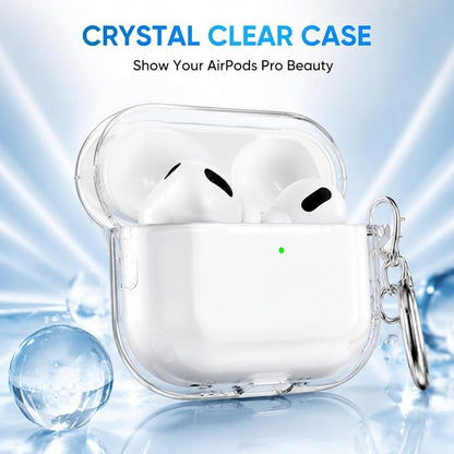 for AirPods Pro 3 Clear Case 2025, Military-Grade Shockproof, Soft TPU Highly Transparent Anti-Yellowing for AirPods Pro 3 Case with Cleaning Kit & Cute Round Buckle, Clear White