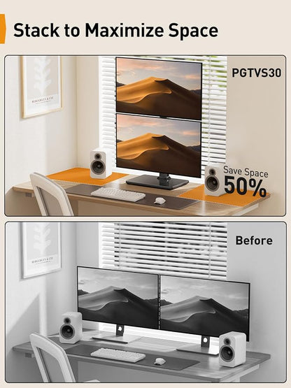 Perlegear Dual Vertical Monitor Stand for 13–40 inch Screens up to 44 lbs | Heavy-duty steel, swivel, tool-free tilt, 360° rotation, 13 height settings, cable management, max VESA 100x100mm, office use