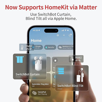 SwitchBot Hub 2 (2nd Gen), Work as a WiFi Thermometer Hygrometer, IR Remote Control, Smart Remote and Light Sensor, Link SwitchBot to Wi-Fi (Support 2.4GHz), Alexa, Google Home, Apple Home Compatible