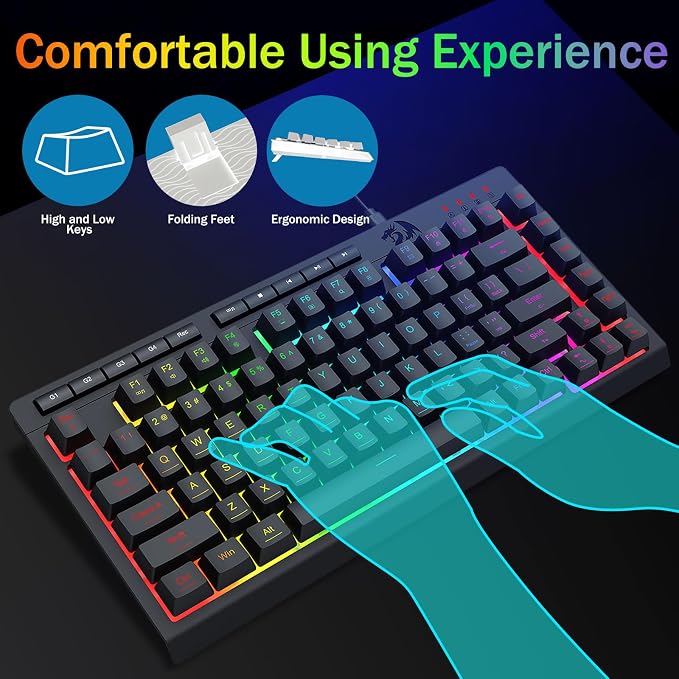 Redragon K524 75% Wired Gaming Keyboard, RGB Backlit, Whisper-Quiet, Black | Membrane Keyboard with Programmable Macro and Multimedia Keys, Anti-ghosting, Spill Resistant,Compact for Win/MAC/PS/Xbox