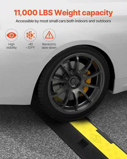Happybuy 3 Pack of 2 Channel 11000lbs per Axle Capacity Protective Wire Cord Ramp Driveway Rubber Traffic Speed Bumps Cable Protector