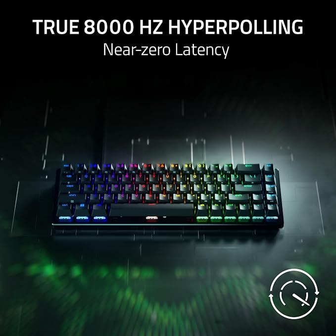 Razer Huntsman V3 HE Magnetic Mini 65% 8KHz Wired Gaming Keyboard | Hall Effect Magnetic Switches, 8000 Hz Polling, Razer Snap Flex,Razer Snap Tap, Rapid Trigger, Adjustable Actuation