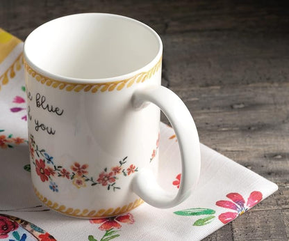 Maison d' Hermine Coffee Mug with Handles Tea Cups (12 Ounce, Pack of 1) | Fine Bone China Coffee Mugs for Hot Beverages Cappuccino Latte Home Spring Summer -Happy Florals - Sweety Roses Are Red