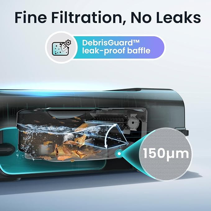 AIPER EcoSurfer S2 Solar Powered Pool Surface Skimmer Robot with APP Support, 24/7 Continuous Cleaning, Dual Charging Modes, Smart Obstacle Avoidance, 150-um Filtration, OTA Upgrade, Blue