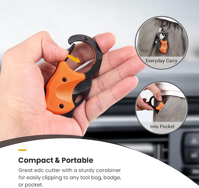 FUNBRO Small Pocket Knife for Men, Mini Edc Knives | Cool Folding Knife Box Cutter with 1.34inch Sharp Blade, Great Gift for Men (orange)