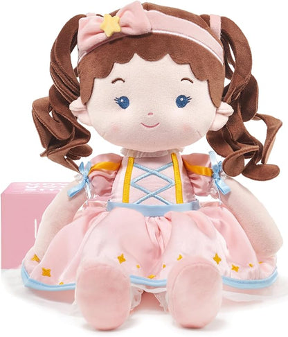 LeyaDoll Soft Baby Doll Toys (16''), My First Baby Rag Doll for 1 Year-Old Girl Birthday Gift, Christmas Plush Toys Gift for Toddler Kids Infants-Princess Twinkle