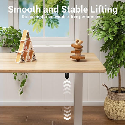 Veken Standing Desk, Nature, 55×23.6 Inch | Height Adjustable Sit Stand Up Computer Tables for Home Office, Study , Writing, Suit students, employees and group work